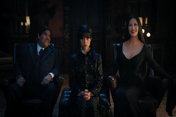 Wednesday Addams with her parents